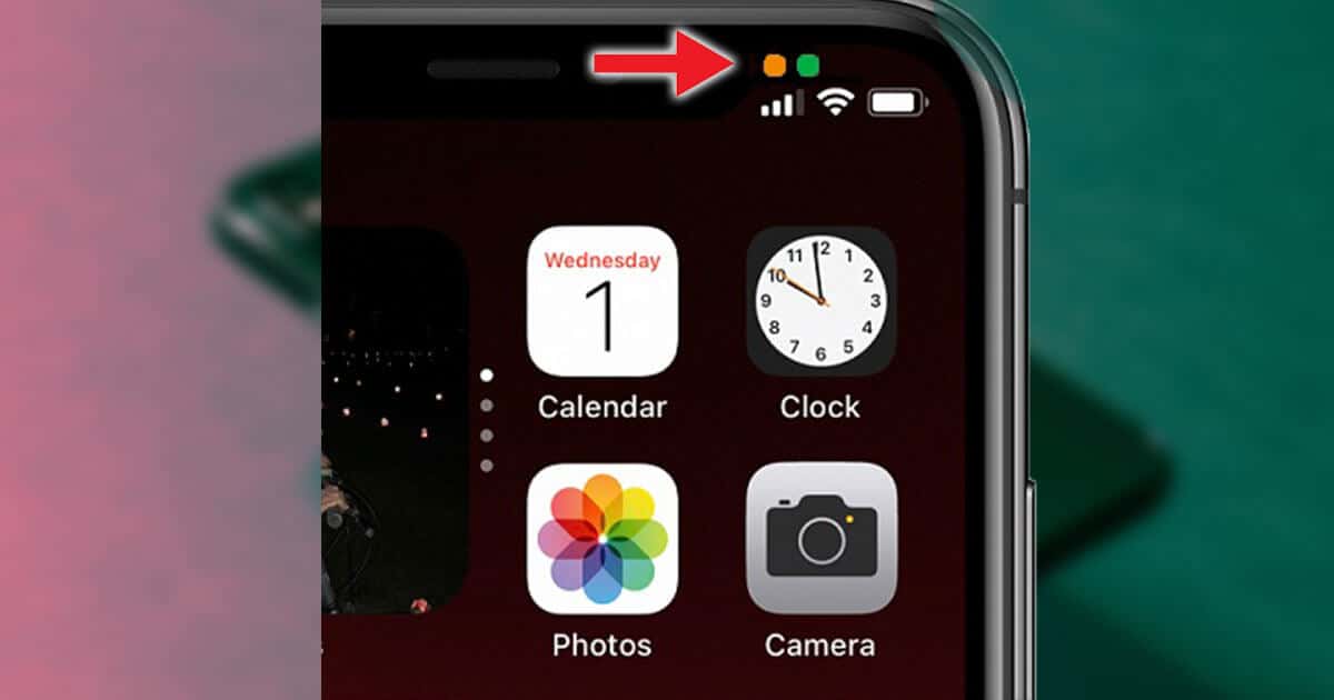 ios14 orange green dot